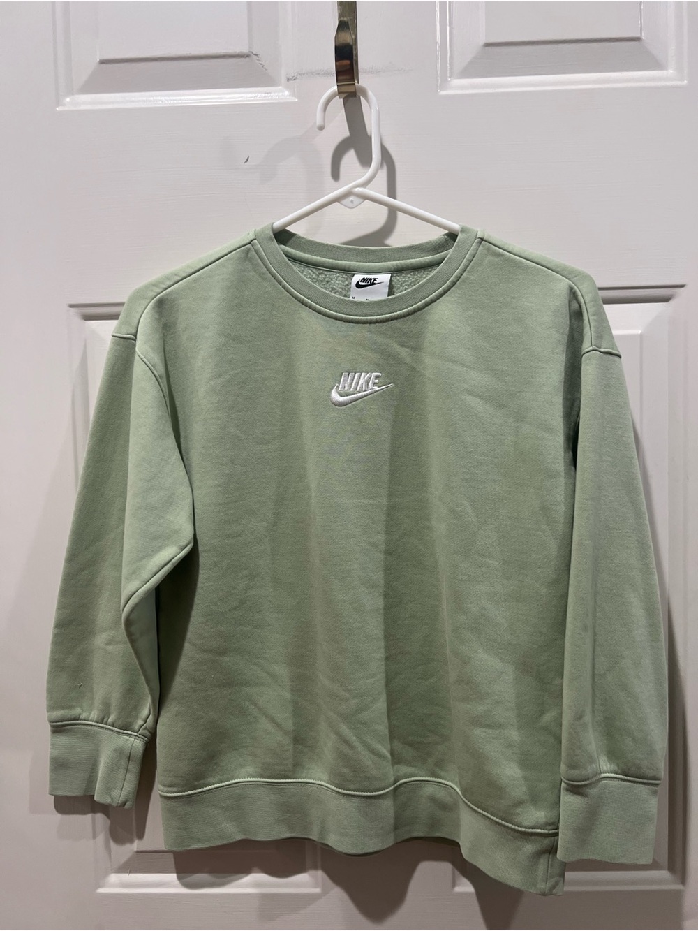 Nike Sage Green Crewneck Sweatshirt with Embroidered Logo